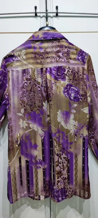 Camicia donna lunga fantasia viola M