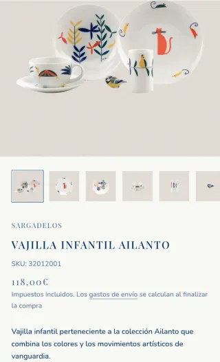 Vajilla Infantil Sargadelos Ailanto - En su caja