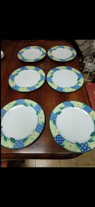 Set 6 Piatti Ceramica Porcellana Decorati