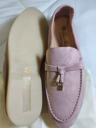 Zapatos Loro Piana Rosa/Dorado