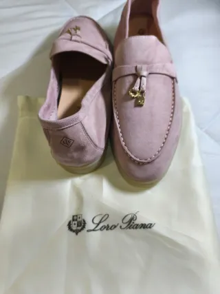 Zapatos Loro Piana Rosa/Dorado