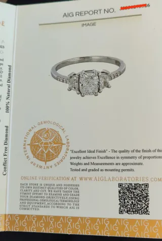 Anillo de diamantes naturales 1.34cl ,D cert. GIA