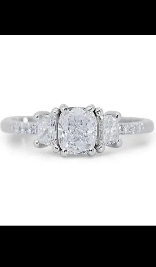 Anillo de diamantes naturales 1.34cl ,D cert. GIA