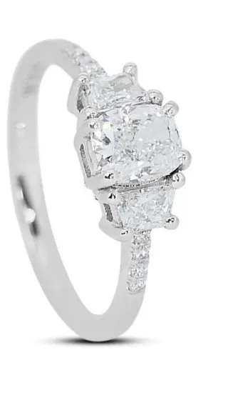 Anillo de diamantes naturales 1.34cl ,D cert. GIA