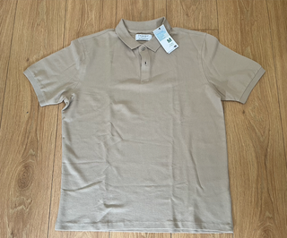 Polo beige hombre manga corta