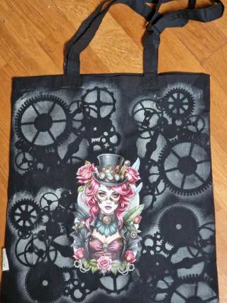 Bolso Tote Steampunk Decorado a Mano