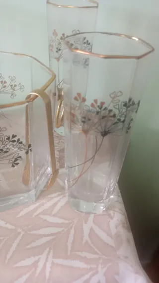 Servizio cocktail cristallo e oro vintage