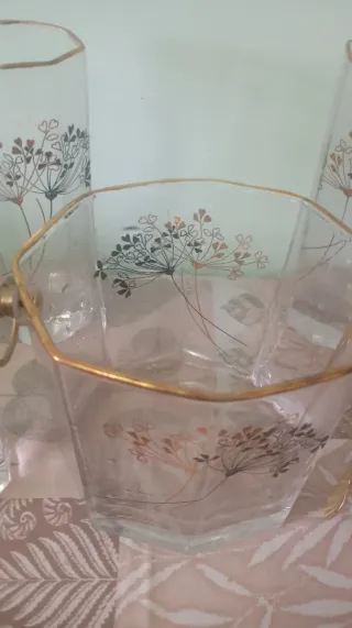 Servizio cocktail cristallo e oro vintage