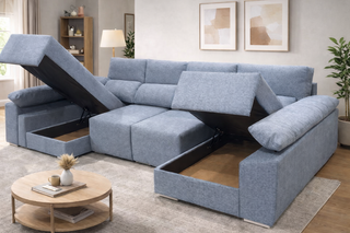 Sofá modular azul de tela