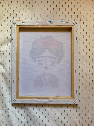 Lienzo de Frida Kahlo con acrílico/ rotulador