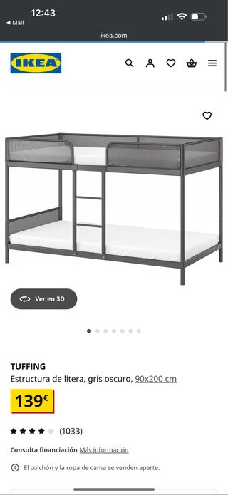 Litera IKEA TUFFING gris oscuro