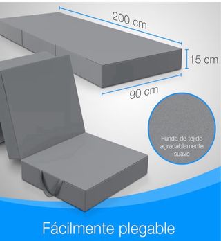 Colchón Plegable Espuma 200x90x15 + Funda