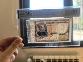 25 Pesetas 1893 Banco de España PMG 30