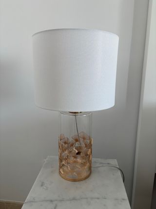 Lámpara de mesa cristal y metal dorado. 2 unidades