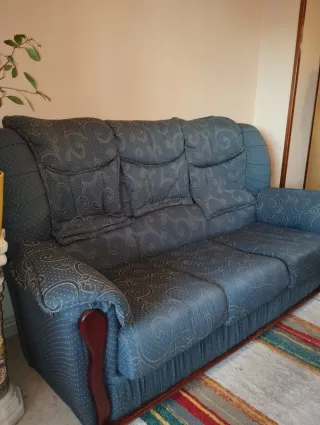 Sofá y 2 sillones orejeros tela