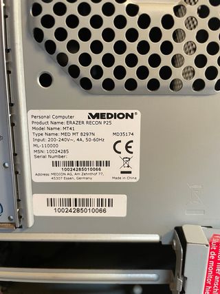 Ordenador Gaming Medion Erazer P25 MD35174