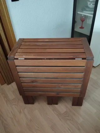 Mesa y 3 Sillas Plegables Madera Exterior