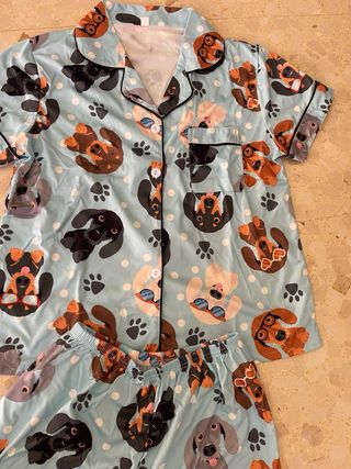 Pijama corto perros azul