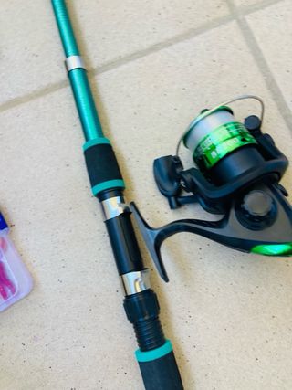 Caña de pescar 1.8m con carrete y accesorios