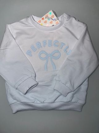 Completo bimba bianco con fiocco azzurro