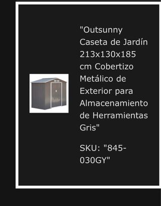 Caseta jardín/terraza grande metal/plástico