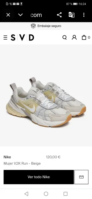 Zapatillas Nike V2K Run Mujer Gris/Blanco.