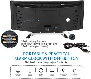 Reloj despertador, pantalla espejo 7”