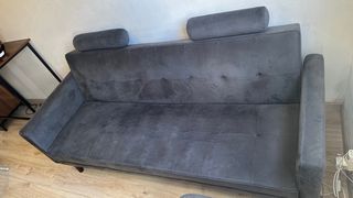 Sofá Cama y puff Gris Oscuro