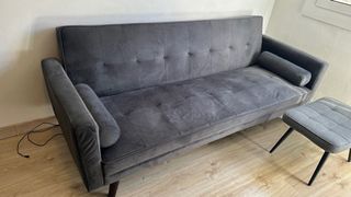 Sofá Cama y puff Gris Oscuro