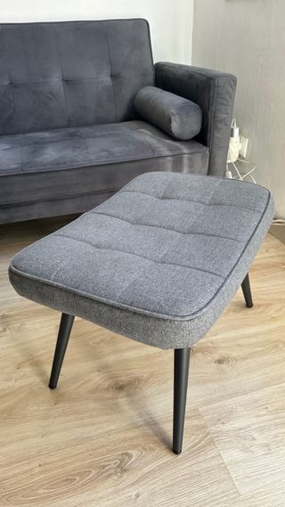 Sofá Cama y puff Gris Oscuro