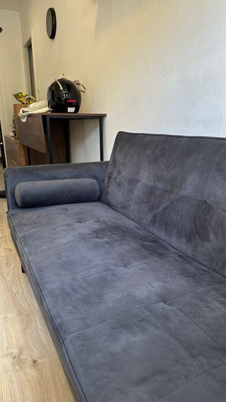 Sofá Cama y puff Gris Oscuro