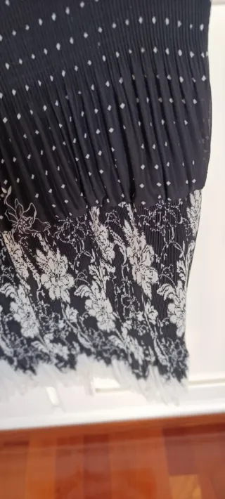 Falda Vestir Negra con Lunares Blancos