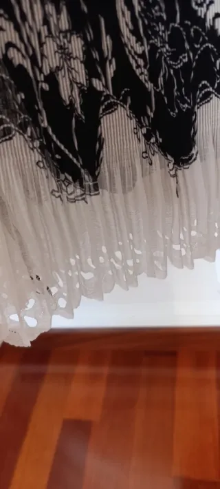 Falda Vestir Negra con Lunares Blancos