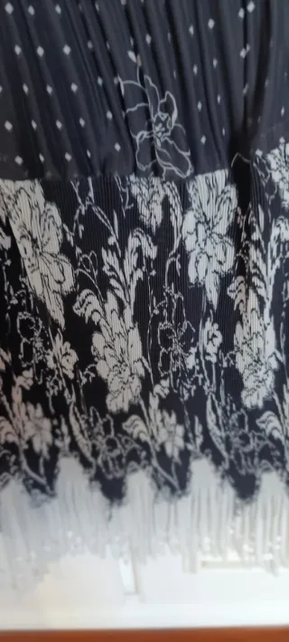 Falda Vestir Negra con Lunares Blancos