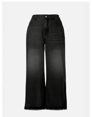 Pantalones Vaqueros Anchos Negros/Grises