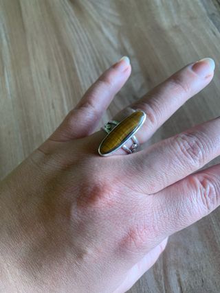 Anillo Ojo de Tigre Plateado Ajustable