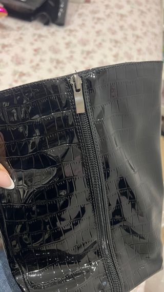 Botas altas negras charol efecto piel