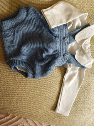 Conjunto bebé 0-3 meses azul e branco