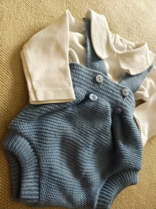 Conjunto bebé 0-3 meses azul e branco