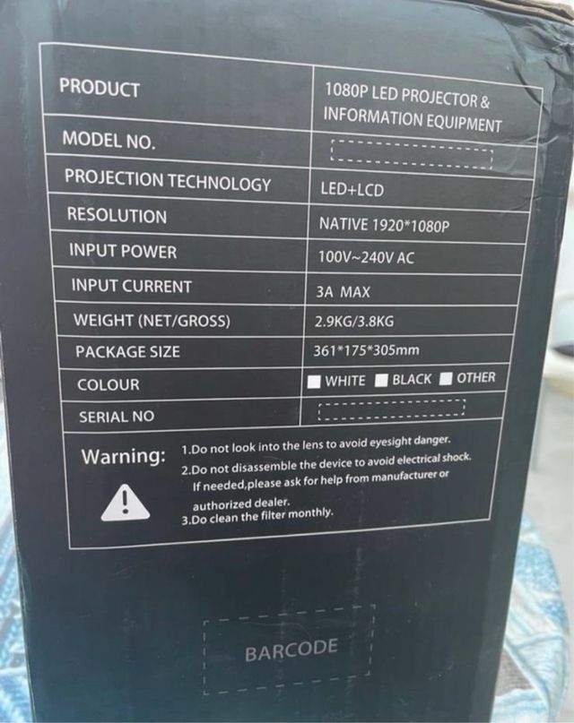 Proyector WZATCO C3 Smart 1080P 1G DDR3+8G eMMC