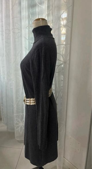 Abito collo alto morbido lana grigio