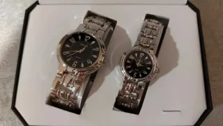 Estuche 2 Relojes Geneva Negro/Plata