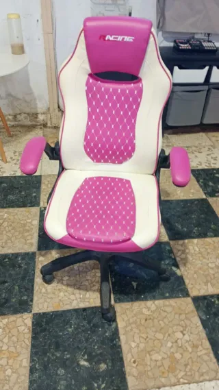 Silla Gamer Blanca y Rosa
