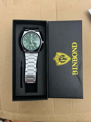 Reloj de Pulsera Verde y Plateado