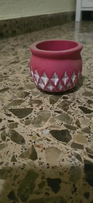 2 Macetas Decorativas Rosas y Blancas