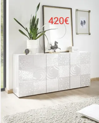 Aparador blanco brillo diseño serigrafiado