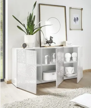 Aparador blanco brillo diseño serigrafiado