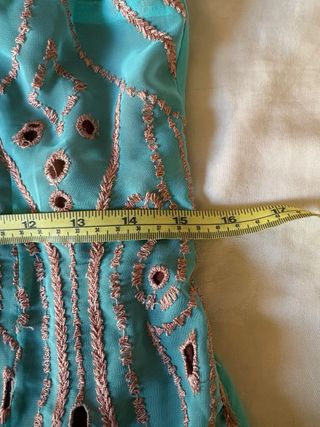 Vestido largo fiesta azul y marrón