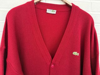 VINTAGE Cardigan burdeos LACOSTE BASI SA talla XL