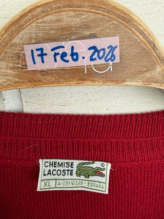 VINTAGE Cardigan burdeos LACOSTE BASI SA talla XL